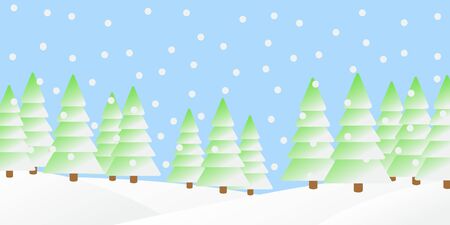 Vector illustration of snowfall in the winter forest.のイラスト素材