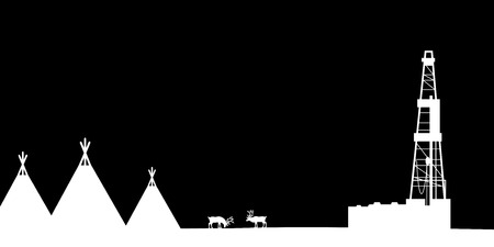 Silhouettes of the northern landscape.のイラスト素材