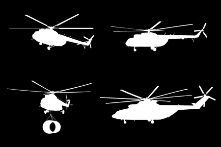 Vector illustration the silhouette of the helicopter.のイラスト素材