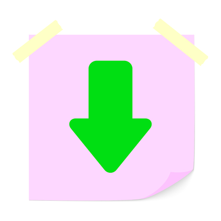 Green arrow down on the sticker. Vector llustration.のイラスト素材