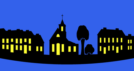 Silhouette of a night city.のイラスト素材