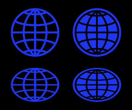 Globe icon set on the dark background.のイラスト素材