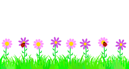 Seamless grass and flowers.のイラスト素材