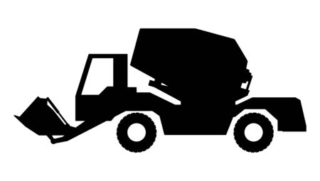 Silhouette of a concrete mixer. Vector illustration.のイラスト素材