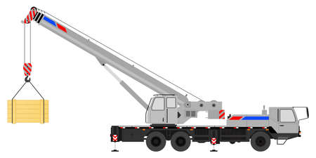 Color image of a crane with a load.のイラスト素材