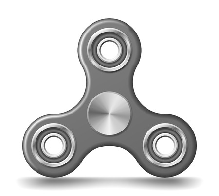 Realistic hand fidget spinner toy - stress and anxiety relief. Steel colour spinner toy.のイラスト素材