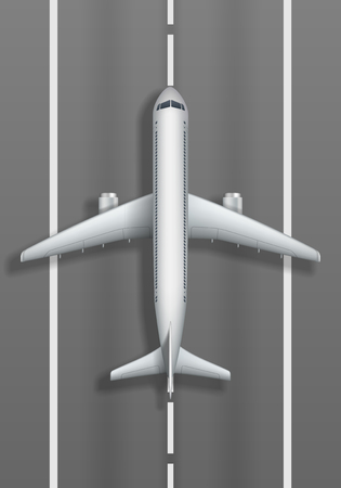 Airstrip with white airplane.のイラスト素材