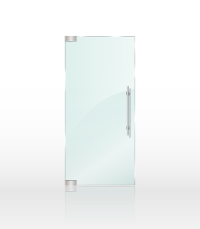 Transparent clear glass door isolated on white background. Entrance door for shop or boutique mockup. Vector illustration EPS 10のイラスト素材