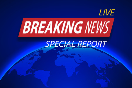 Breaking News Live on planet Background. Business or Technology concept with World Map. TV news Vector Illustration.のイラスト素材