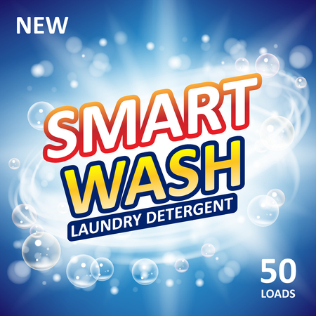 Smart clean soap banner ads design. Laundry detergent fresh clean Template. Washing Powder or Liquid Detergents Package design.のイラスト素材