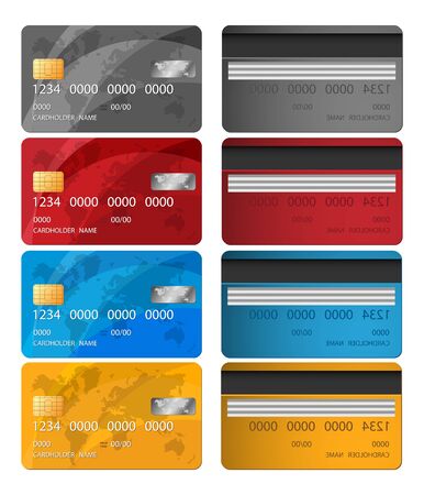 Set of Vector Credit Card two sides. Credit card vector illustration. Business Solution.のイラスト素材