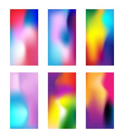 Set of modern colored wallpapers. Elegant Blurred phone background with gradient mesh. Deep Multicolor wallpaper for smartphone. Vector illustrationの写真素材