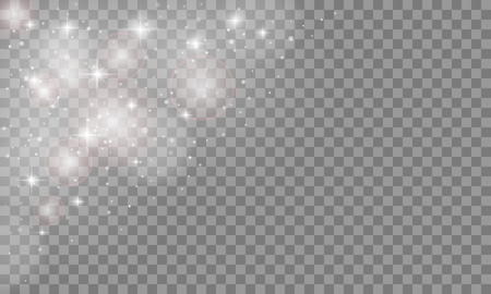 Set Glow light effect isolated on transparent background. Sun flash or Star burst with sparkles. Vector illustration.のイラスト素材