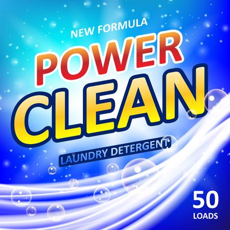 Power clean soap banner ads design. Washing Powder or Laundry detergent Package design. Vector illustration EPS 10のイラスト素材