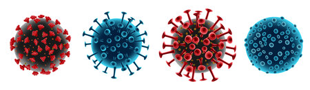 CoronaVirus COVID-19 different models. Medical virus disease, Coronavirus infections elements. vector illustration.のイラスト素材