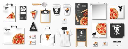 Mockup set for pizzeria, cafe or restaurant.のイラスト素材