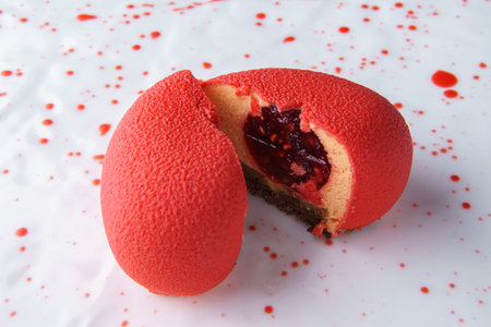 Delightful, luxury mousse cake in the form heart. Valentines Day on February 14