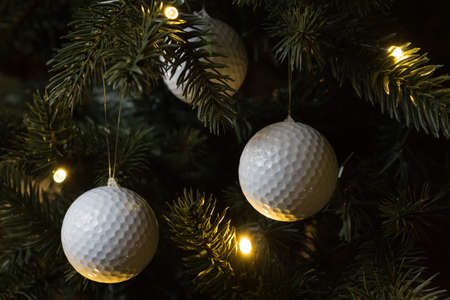 Golf balls on the Christmas treeの写真素材