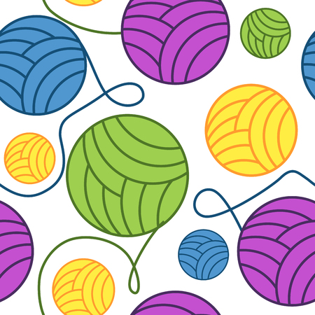seamless balls of yarn and knitting needles. seamless background needlework, vector illustrationのイラスト素材