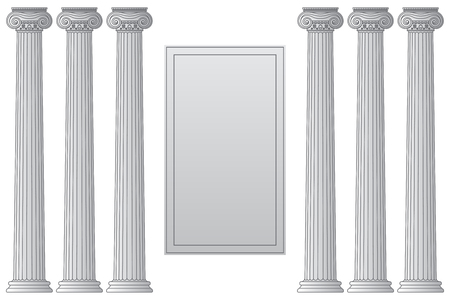 Template with historical antique greek columns with place for text. Vector line illustrationのイラスト素材