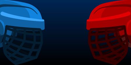 Two hockey helmets, two hockey teams in the championship, against each other, with room for text. Vector illustrationのイラスト素材