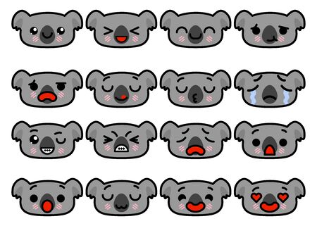 Set icons Emoji koalas with different emotions Vector illustrationのイラスト素材