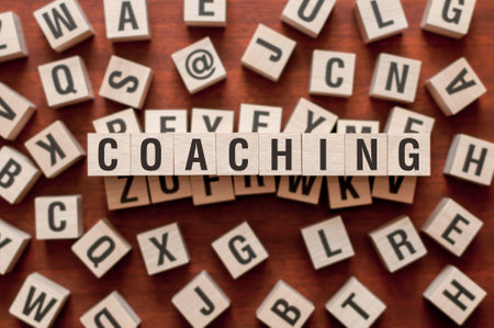 the word of Coaching on building blocks conceptの写真素材