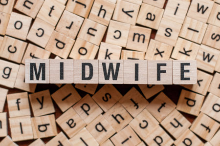the word of MIDWIFE on building blocks concept.の写真素材