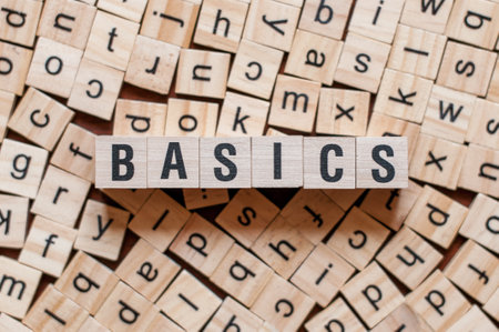 BASICS word on building blockの写真素材