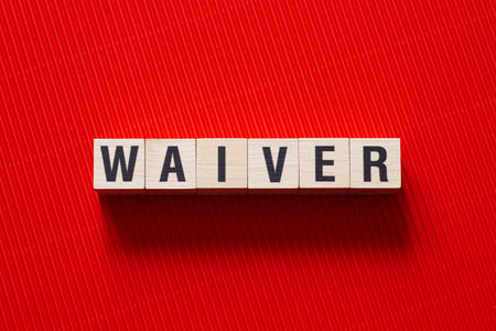Waiver - word concept on cubes, text, lettersの写真素材