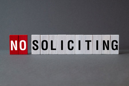 No soliciting - word concept on cubes, text,lettersの写真素材
