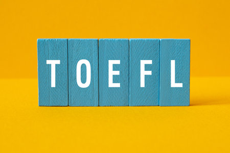 TOEFL - word concept on building blocks, textの写真素材