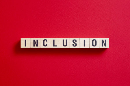 Inclusion - word concept on cubes, text, lettersの写真素材