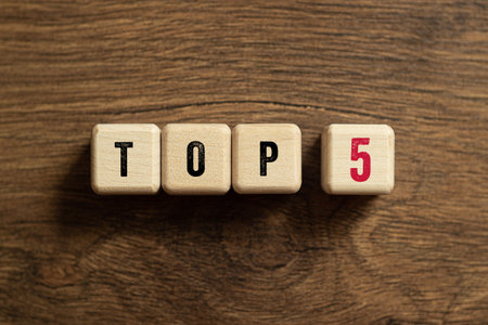 Top 5 , five - word concept on building blocks, text, lettersの写真素材