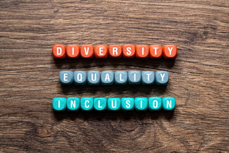 Diversity equality inclusion - word concept on building blocks, textの写真素材