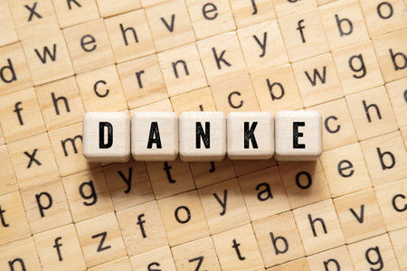 Danke - word concept on building blocks, textの写真素材