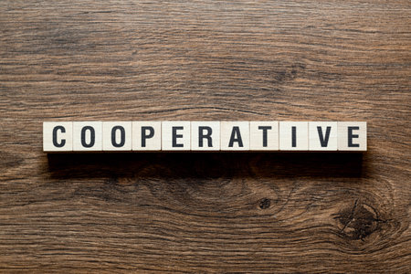 Cooperative - word concept on building blocks, textの写真素材
