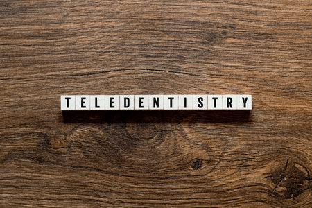 Teledentistry - word concept on building blocks, textの写真素材