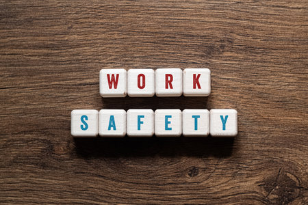 Work safety - word concept on building blocks, textの写真素材