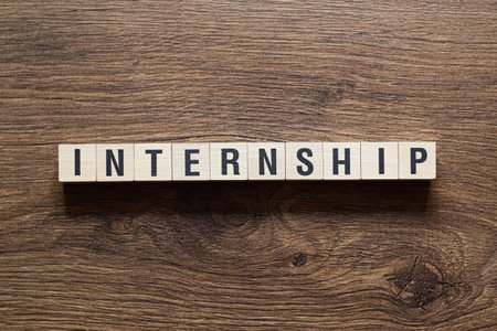 Internship - word concept on building blocks, textの写真素材
