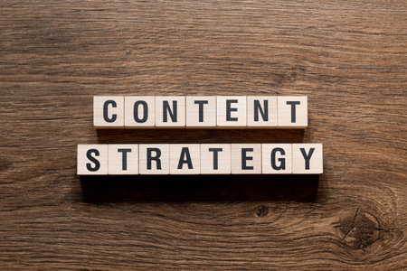 Content strategy - word concept on building blocks, textの写真素材