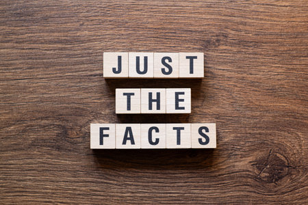 Just the facts - word written on cubes, textの写真素材
