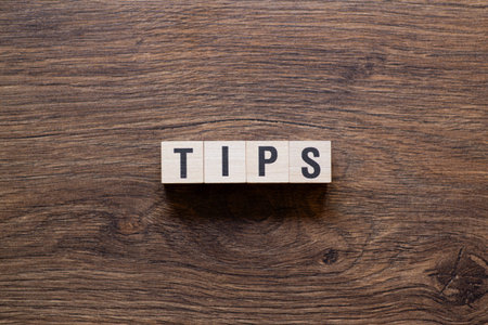 Tips - word concept on building blocks, textの写真素材