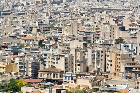 Cityscape of contemporary high-rise housing in modern urban residential district in Athensの写真素材