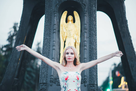 Beauty blonde on a street