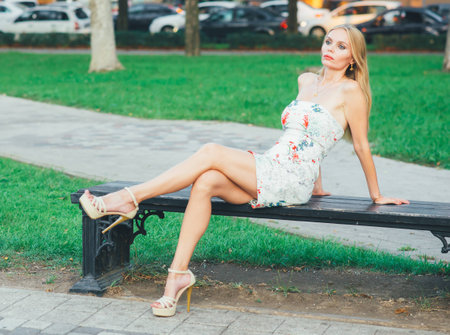 Pretty blonde on a streetのeditorial素材