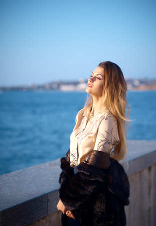 Young blonde on the streetの写真素材