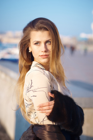 Young blonde on the streetの写真素材