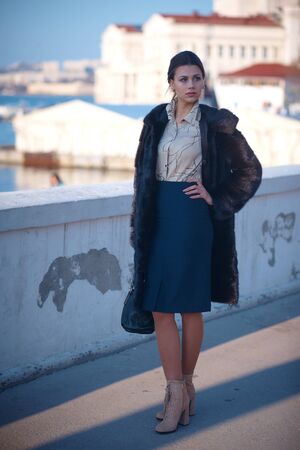 Young pretty blonde on a streetの写真素材