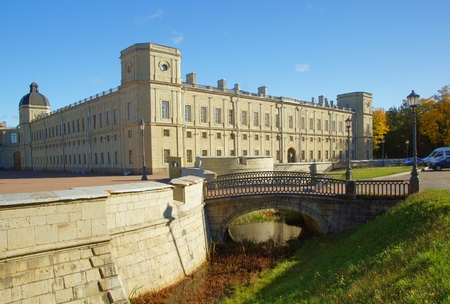 Palace in Gatchina. Sunny autumn morningのeditorial素材